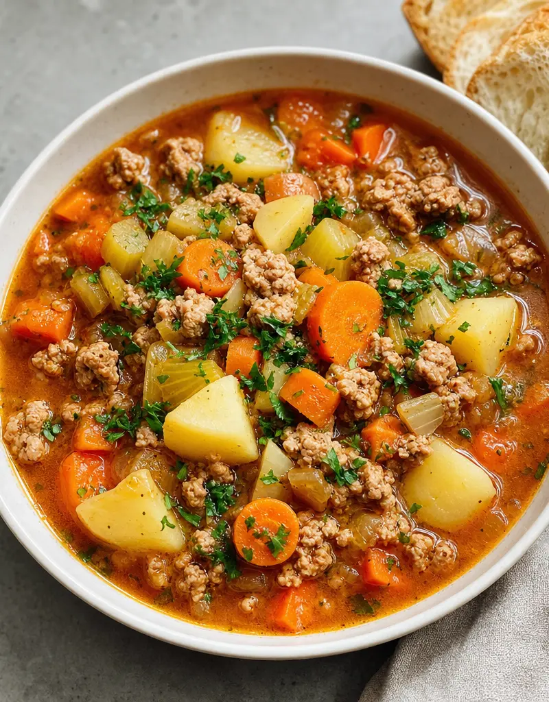 Hearty Turkey Vegetable Stew prepared dish