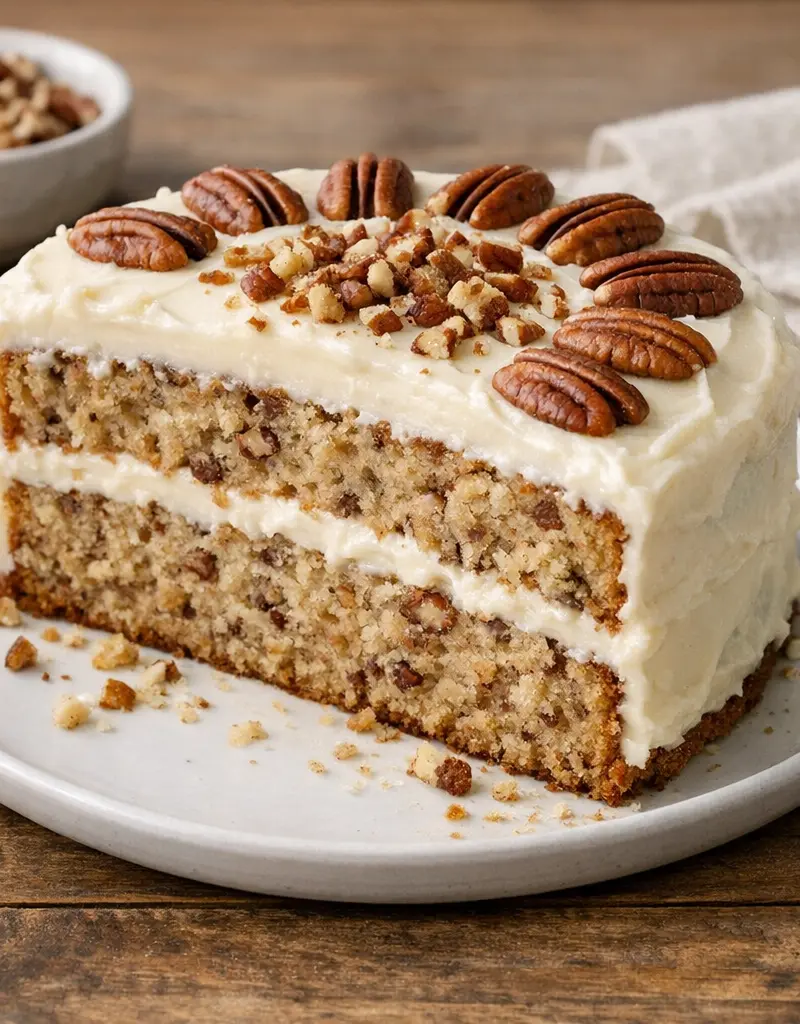 Pecan Cake With Cream Cheese Frosting prepared dish