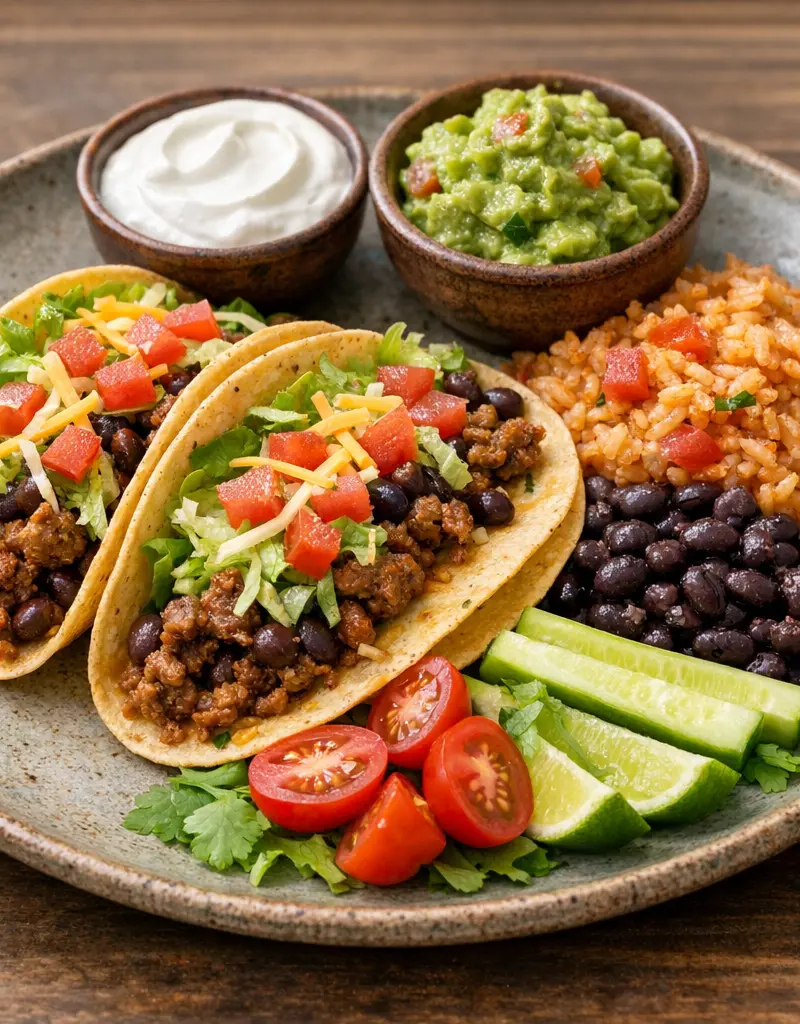 Taco Platter With Dips And Fresh Vegetables prepared dish