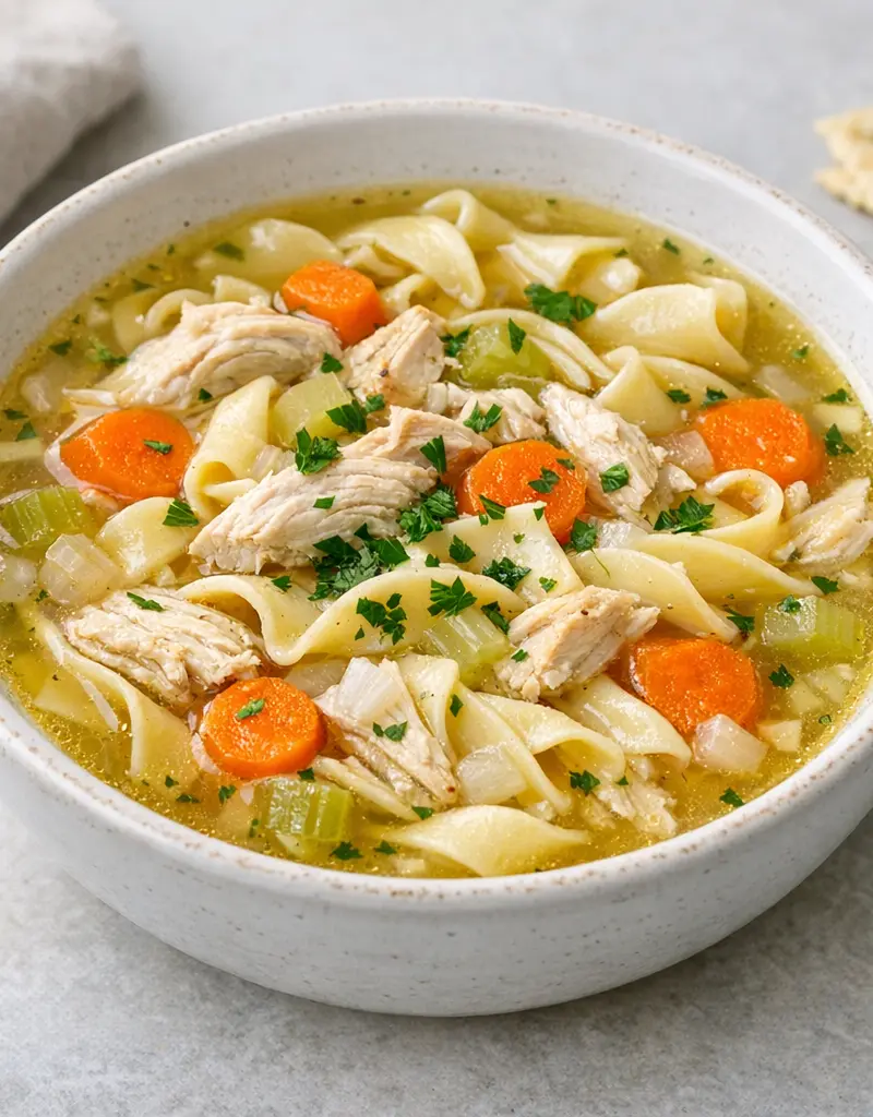 Classic Chicken Noodle Soup prepared dish
