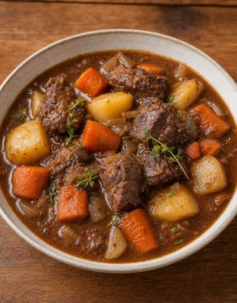 Cider Braised Beef Stew prepared dish
