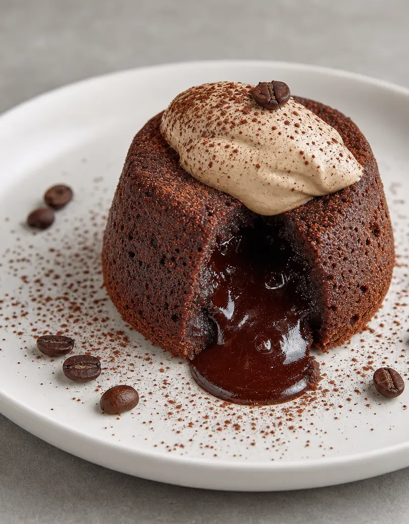 Chocolate Espresso Lava Cakes with Espresso Whipped Cream prepared dish