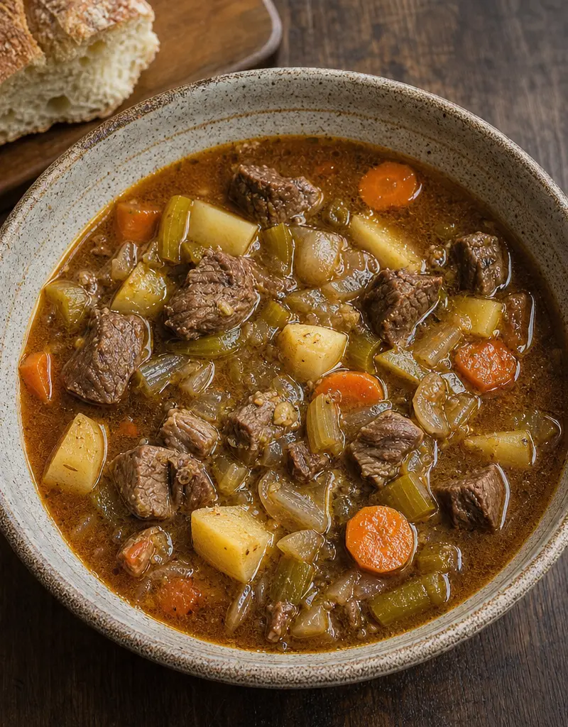 Hearty Beef and Vegetable Soup prepared dish