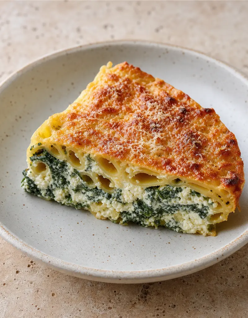 Spinach and Ricotta Pasta Pie prepared dish