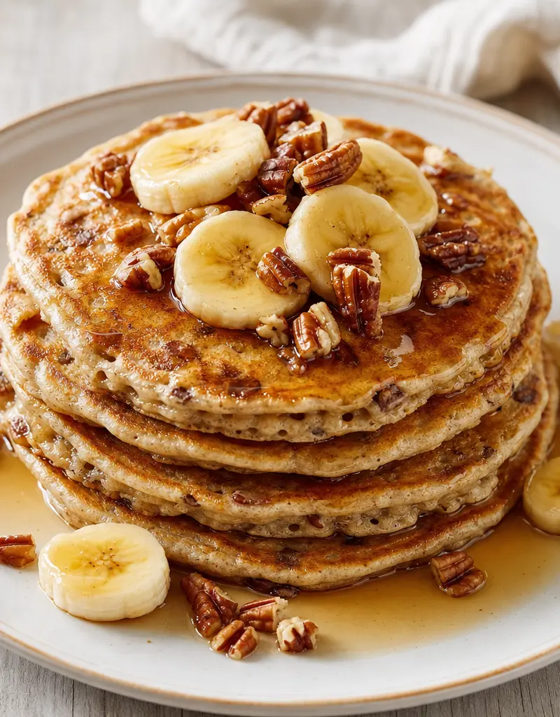 Vegan Banana Pecan Pancakes