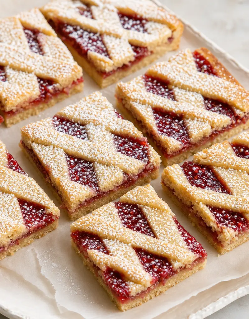 Linzer Raspberry Jam Cake Bars