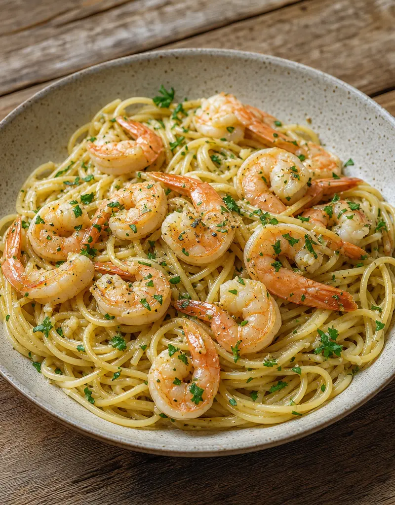 Garlic Butter Shrimp Pasta prepared dish