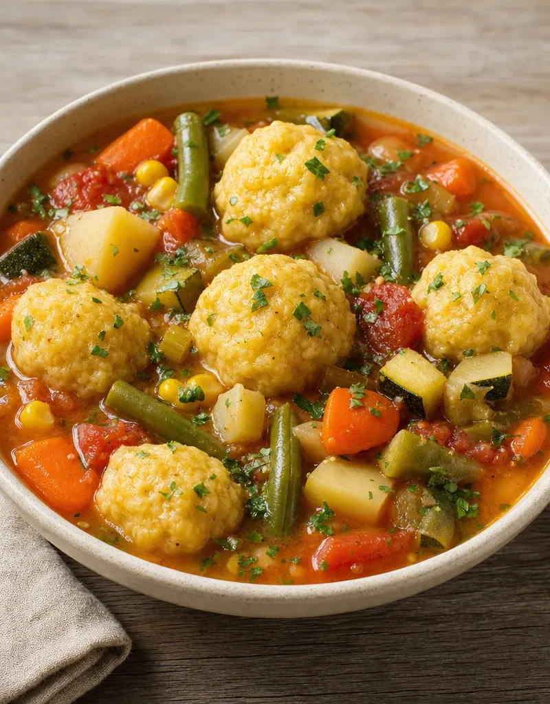 Vegetable Soup with Cornmeal Dumplings