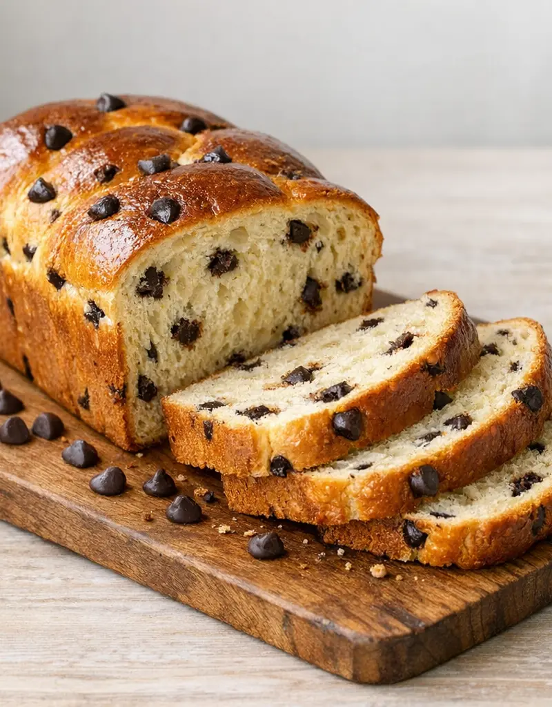 Chocolate Chip Brioche Bread prepared dish
