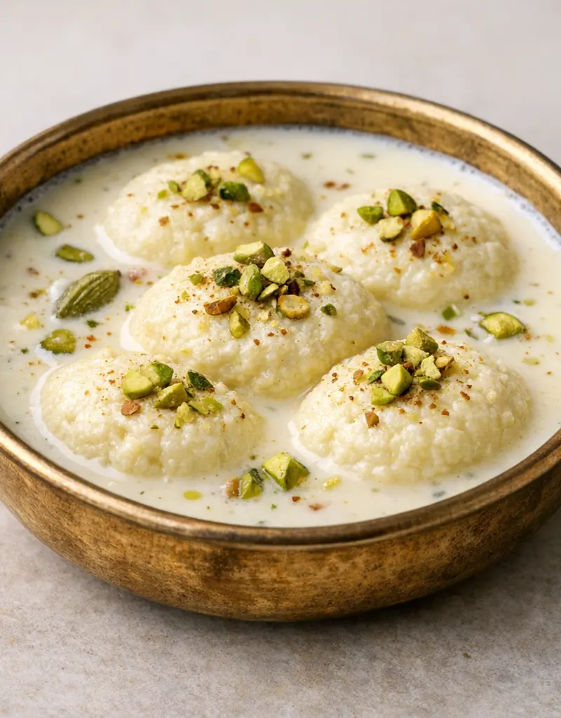 Ras Malai With Indian Cheese Balls In Milk prepared dish