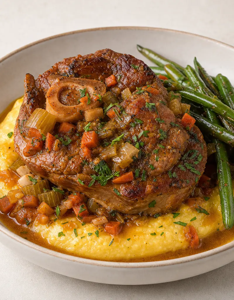 Braised Pork Osso Buco prepared dish