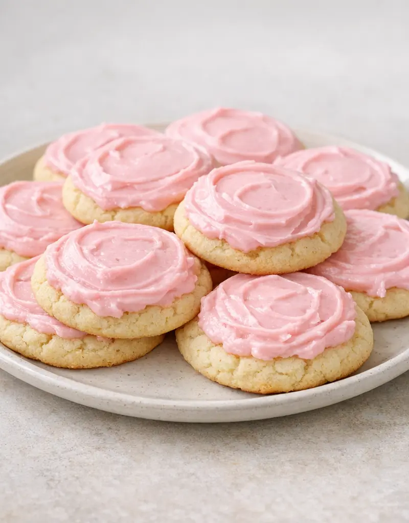 Pink Frosted Sugar Cookies prepared dish