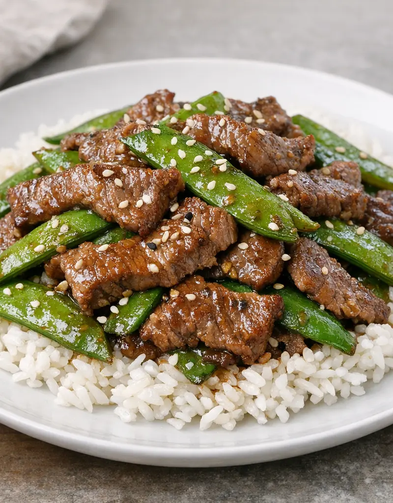 Beef Stir-fry With Snow Peas prepared dish