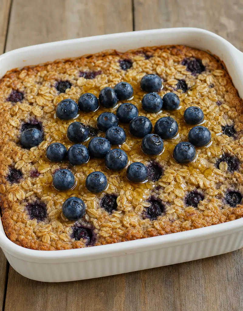 Blueberry Oatmeal Bake prepared dish