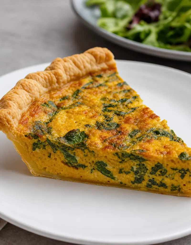 Savory Pumpkin, Spinach, and Gruyere Quiche
