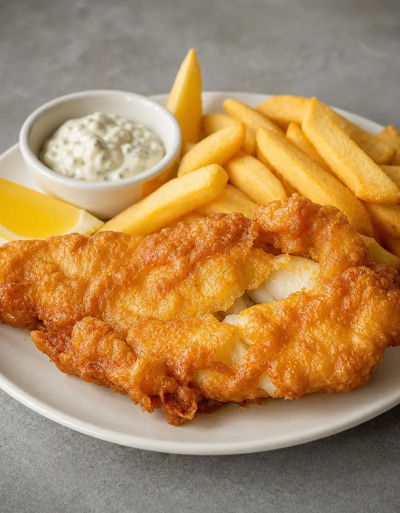 English Beer-battered Fish prepared dish
