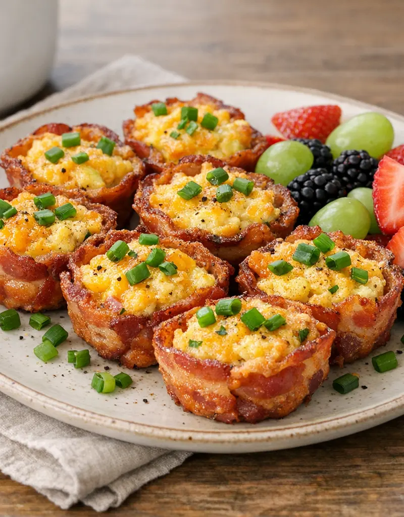 Bacon And Egg Breakfast Bites prepared dish
