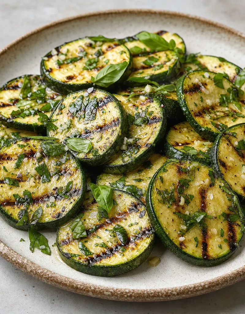 Herbed Grilled Zucchini Slices prepared dish
