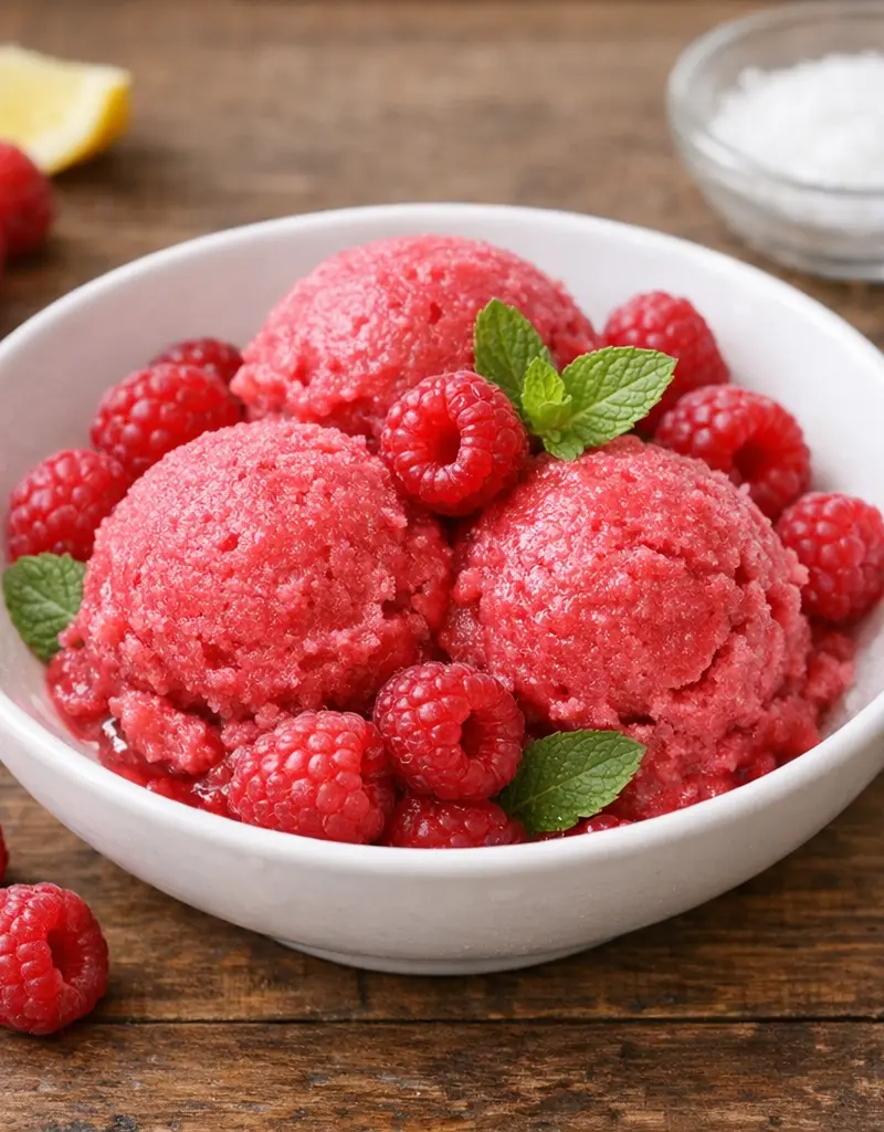 Raspberry Sorbet prepared dish