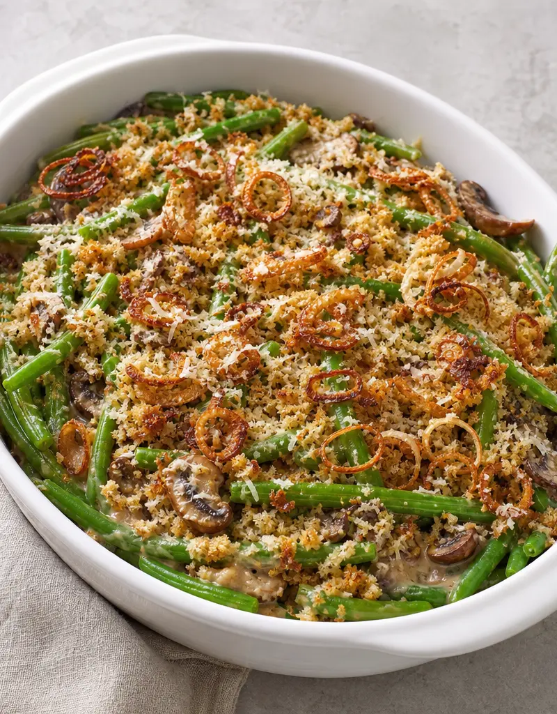 Fresh Green Bean Casserole with Crispy Shallots