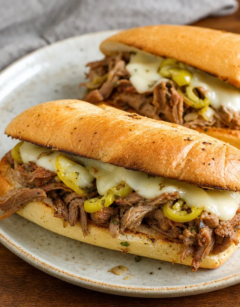 Slow Cooker Italian Pulled Pork Sandwiches