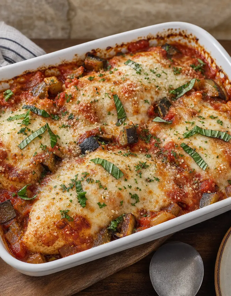Italian Chicken and Eggplant Casserole