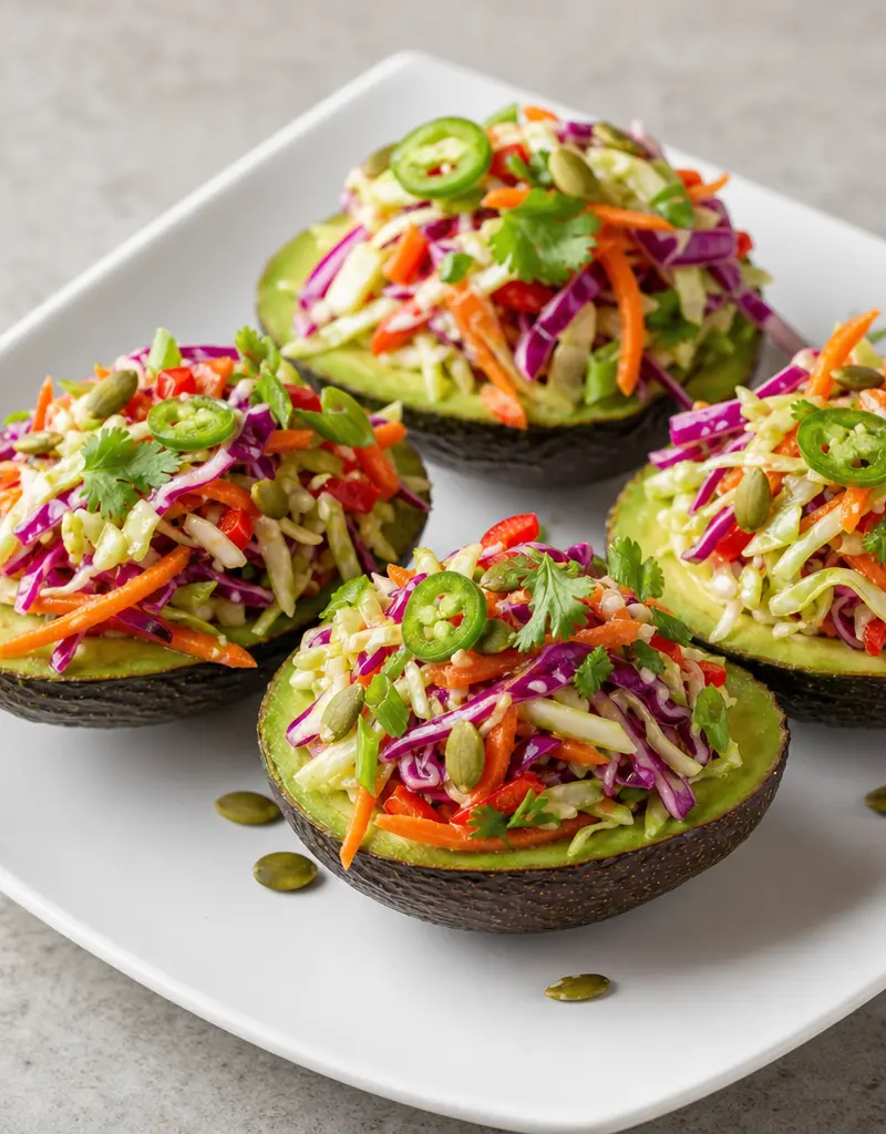Avocado Cups with Crunchy Lime Slaw
