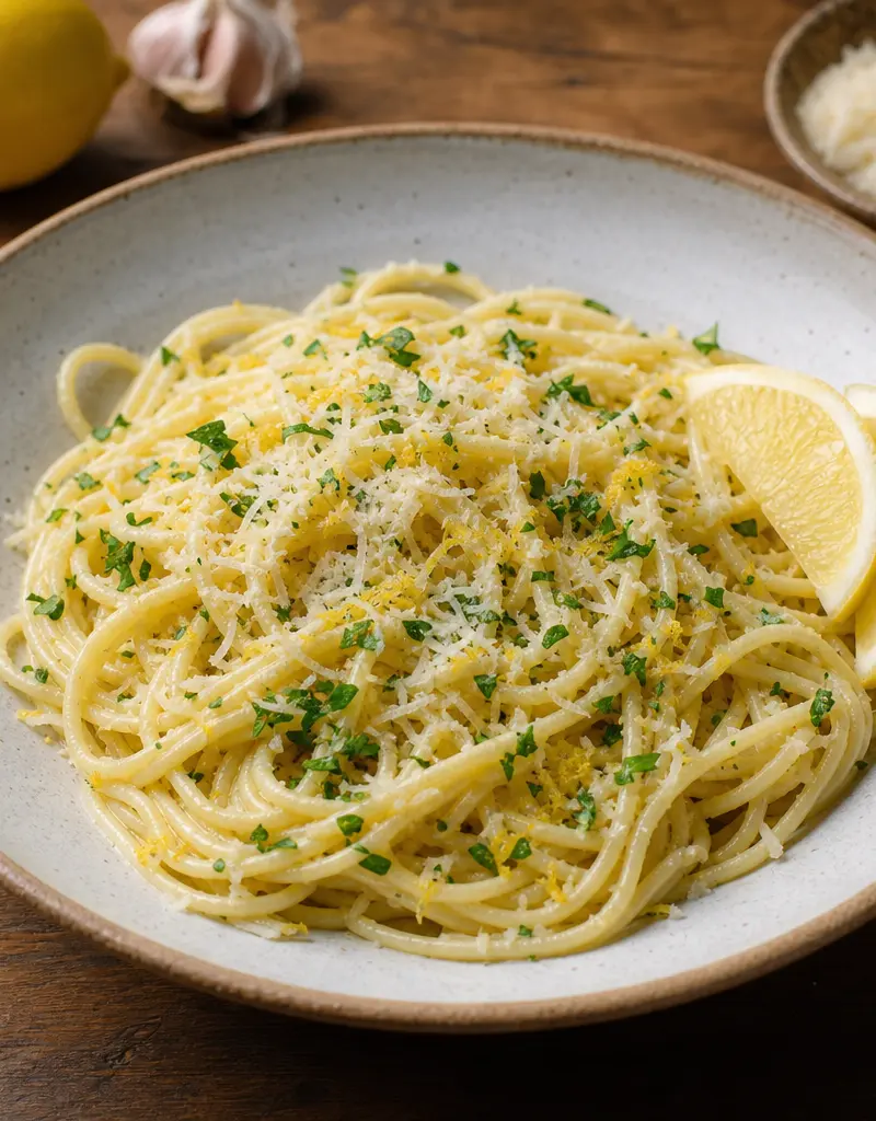 Lemon Garlic Pasta prepared dish