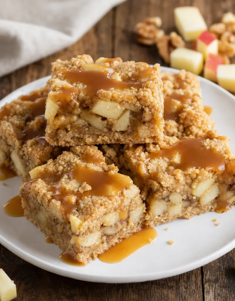 Caramel Apple Walnut Squares prepared dish