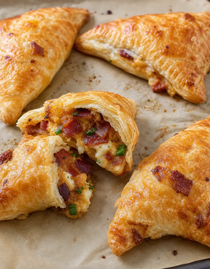 Bacon Cheddar Puff Pastry Turnovers