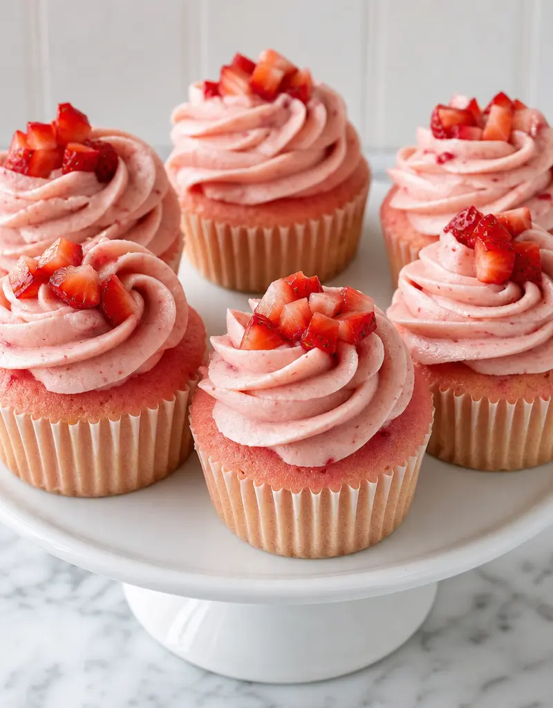 Strawberry Cupcakes with Strawberry Cream Cheese Frosting