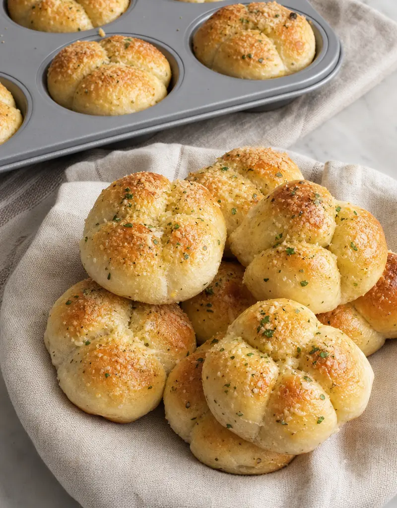 Herb and Cheese Crusted Cloverleaf Rolls
