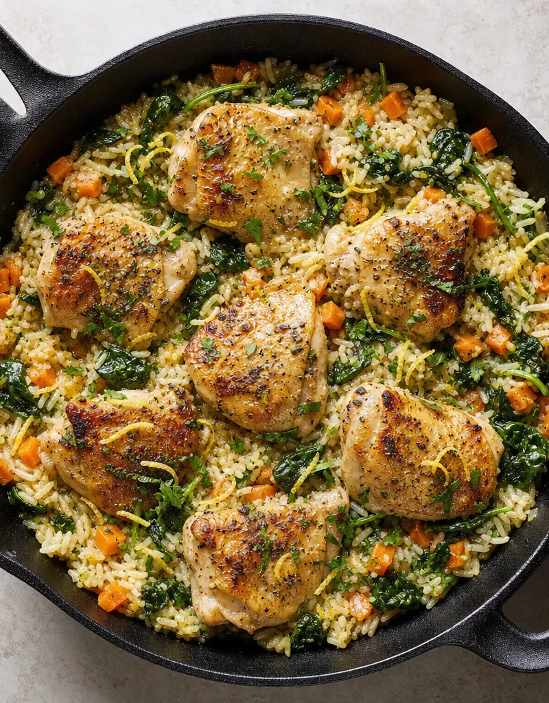 Lemon Herb Chicken and Rice Skillet