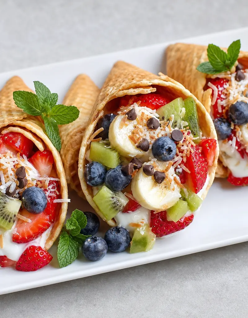 Fresh Fruit Sundae Waffle Cones