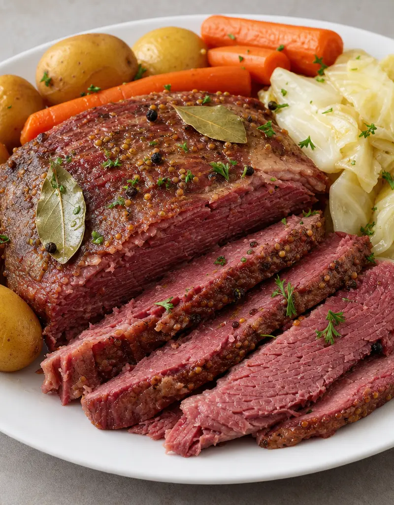 Slow Roasted Corned Beef prepared dish