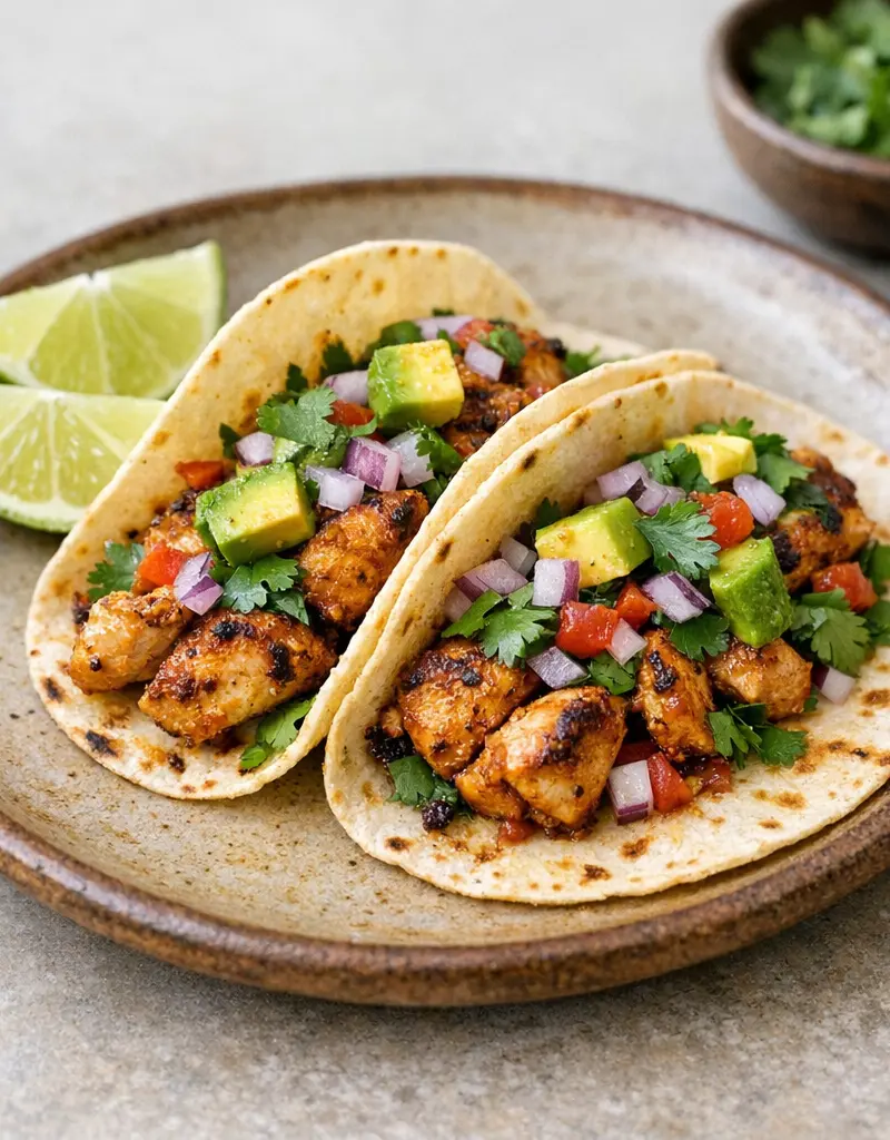 Spicy Mexican Chicken Tacos prepared dish