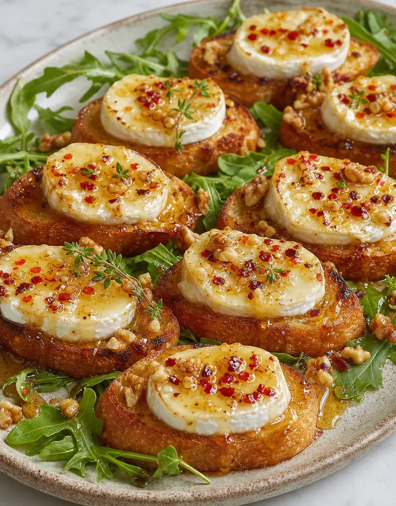 Honey-chile Grilled Goat Cheese Crostini