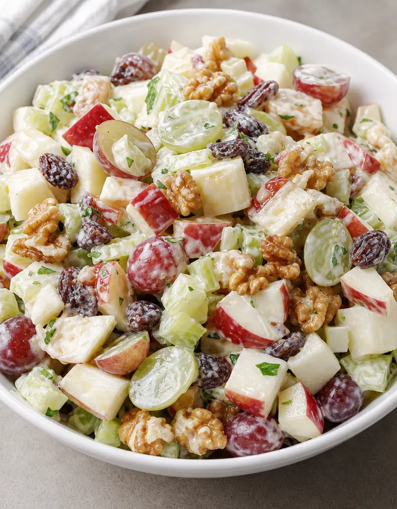 Apple Waldorf Salad with Walnuts and Grapes