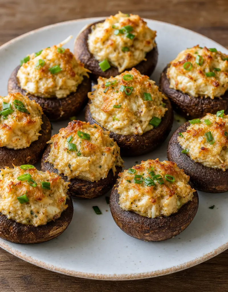 Crab Stuffed Mushrooms prepared dish