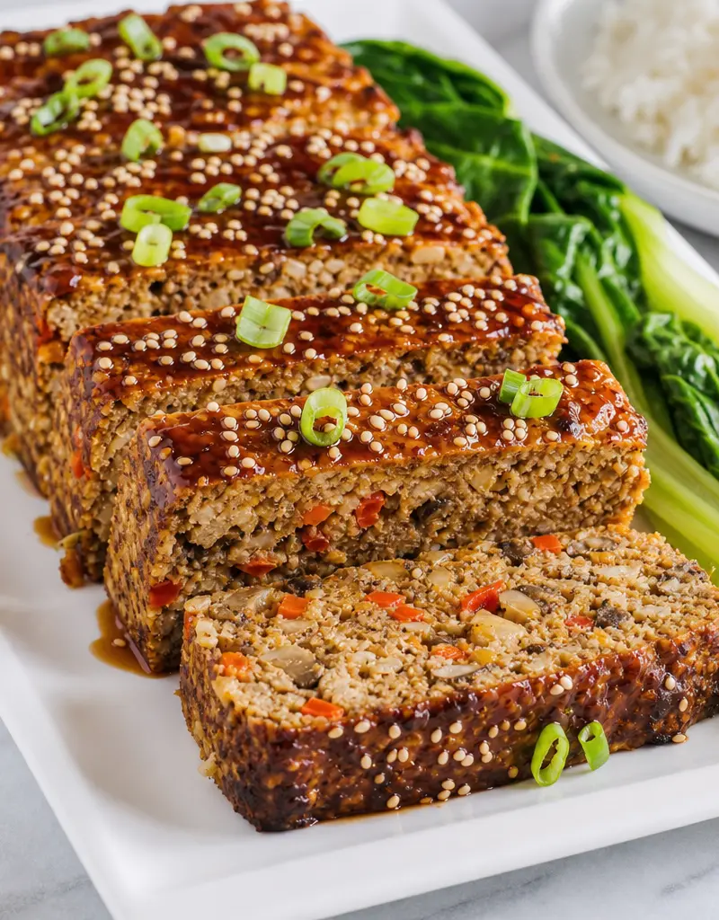Tamari Ginger Tofu Loaf with Sesame Glaze