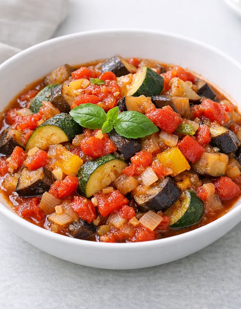 Slow Cooker Vegetable Ratatouille prepared dish